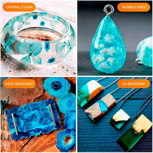 Miniatura 5 de Kit de resina epoxi para arte y manualidades 1 galón (128 oz) Sin olor Resina epoxi cristalina transparente Joyería, aretes, posavasos