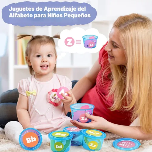 Miniatura 6 de Joyreal Juguetes de aprendizaje del alfabeto para niños pequeños – 26 clasificadores de sopa del alfabeto con 245 tarjetas flash para conciencia