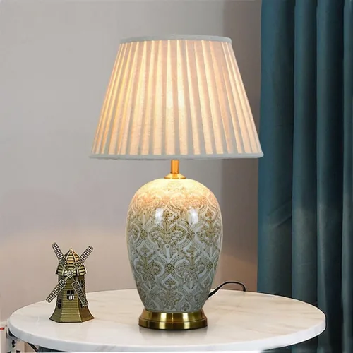 Miniatura 9 de Lamp for Desk Retro Ceramic Table Lamp Villa Living Room Large Side Table Corner Lamp Study Bedroom Bedside Lamp Desk Lamps for Home Office(Push