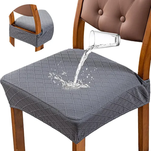 Miniatura 17 de Genina Fundas de asiento impermeables para sillas de comedor, fundas para sillas de comedor, fundas para sillas de cocina (caqui, 6 piezas)
