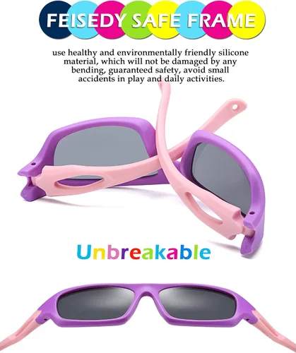 Miniatura 6 de FEISEDY - Gafas de sol deportivas polarizadas para niños y niñas de 3 a 12 años de edad, regalo para niños B2453