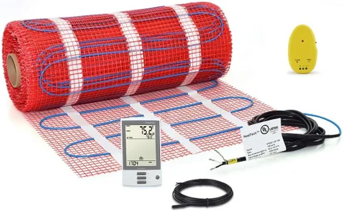 Miniatura 6 de Kit de alfombrillas calefactoras de suelo de 7.5 pies cuadrados de 120 V, sistema eléctrico de calefacción de suelo radiante, termostato