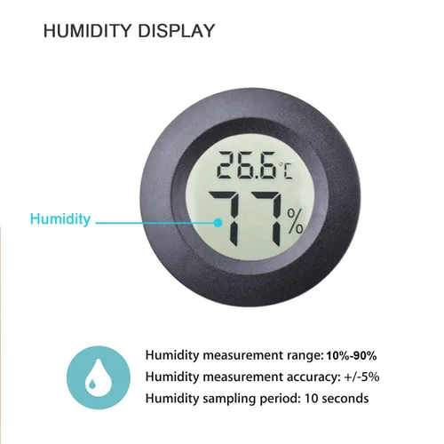 Miniatura 4 de 2 unids mini higrómetro termómetro interior exterior redondo medidor de humedad medidor de temperatura sensor de humedad Fahrenheit conmutable
