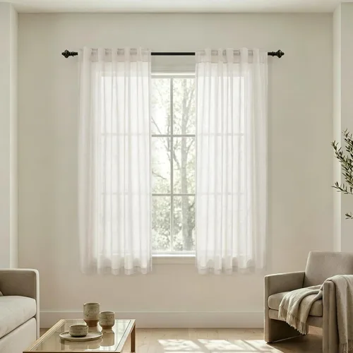 Miniatura 69 de Cortinas de lino azul claro de 90 pulgadas de largo para sala de estar, dormitorio de niñas, guardería, decoración acogedora de verano, bolsillo