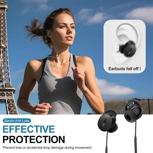 Miniatura 4 de PUCGUE Correa Anti-Pérdida Compatible con Bose New QuietComfort Earbuds 2024, Cordón Deportivo de Silicona para Bose New QC Earbuds Negro