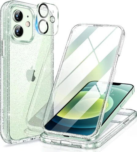 Miniatura 208 de Miracase Funda para iPhone 13 de 6.1 pulgadas, [sin burbujas] funda de teléfono de cuerpo completo con pantalla de vidrio completa integrada, sin