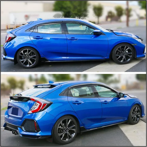 Miniatura 3 de IKON MOTORSPORTS Viseras adhesivas para ventana compatibles con Honda Civic Hatchback 2017-2021, estilo Mugen, protectores de lluvia teñidos de humo