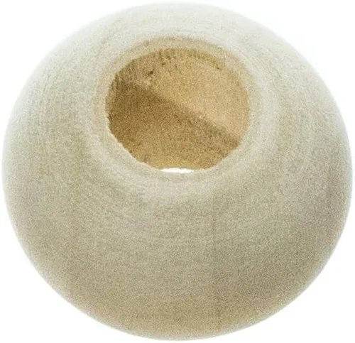 Miniatura 3 de Paracord Planet Cuentas de madera de 1 pulgada con un agujero de 3/8 pulgadas, acabado natural liso, disponibles en paquetes de 50 y 100