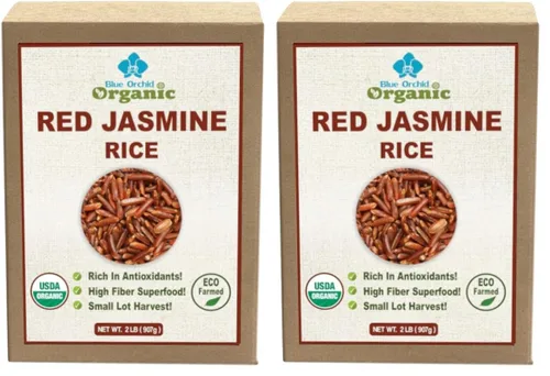Miniatura 9 de Arroz orgánico de jazmín rojo tailandés, sin gluten, sin conservantes, lote pequeño cultivado en Tailandia, 2 libras