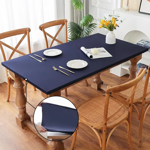 Miniatura 30 de Mantel redondo de elastano, suave y agradable a la piel, sin pelusas, funda de mesa de tela transpirable con banda elástica para comedor, reunión