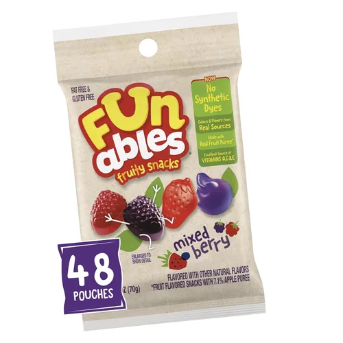 Bocadillos de fruta Funables, bocadillos de bayas mixtas, paquetes de 2.5 onzas (paquete de 48)