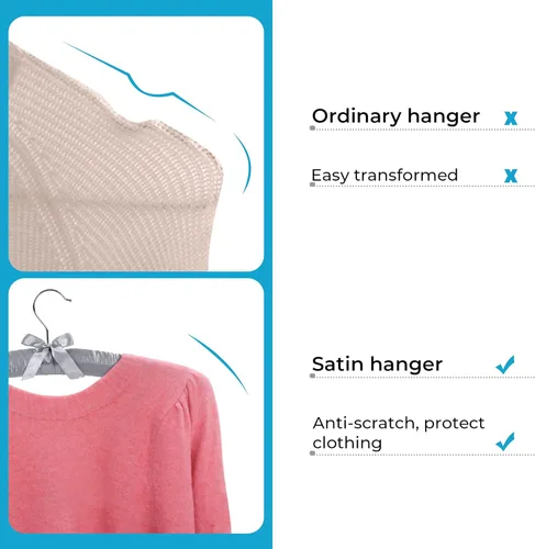 Miniatura 5 de JS HANGER Percha acolchada para suéteres, perchas extra grandes de 17 pulgadas con cubierta de satén, sin protuberancias de hombro para ropa de Gris