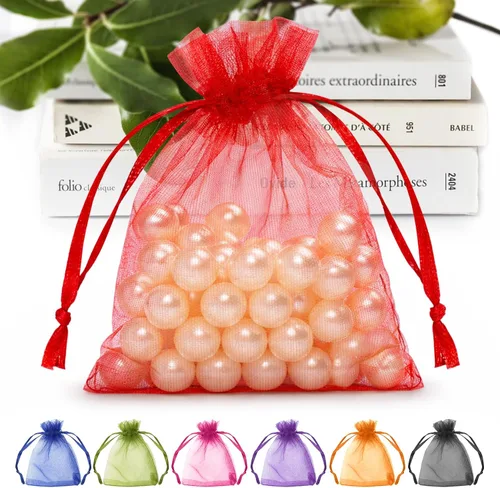 Miniatura 16 de ANZNKU Paquete de 50 bolsas de organza multicolor de 3 x 4 pulgadas, mini bolsas de regalo para regalos de Pascua, día de la madre, bolsa de joyería