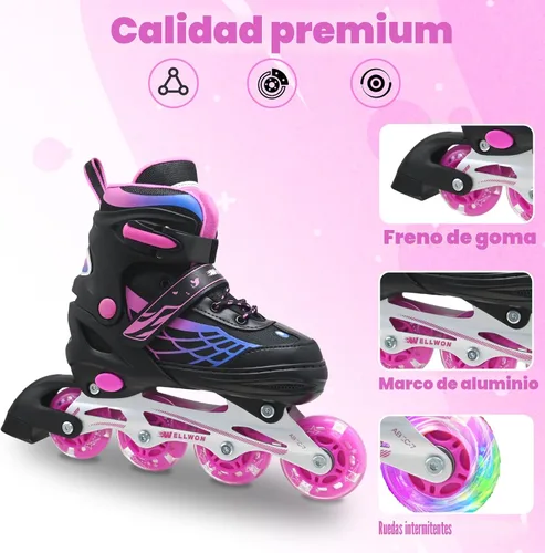 Miniatura 4 de Patines en línea para niñas y niños, patines ajustables de 4 tamaños para niños con ruedas de luz completa y jóvenes de 5 a 14 años, patines