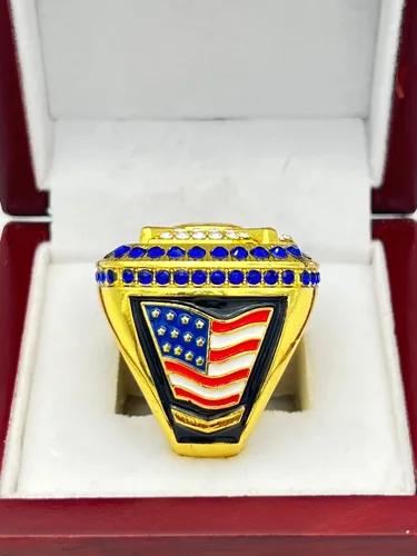 Miniatura 3 de Descuento Anillos deportivos HOME PLATE LEAGUE CHAMPION RING — CUERPO ORO, PIEDRA AZUL Artículo 5-34, Claro, Azul, Oro, Aleación, madera, zinc, oro