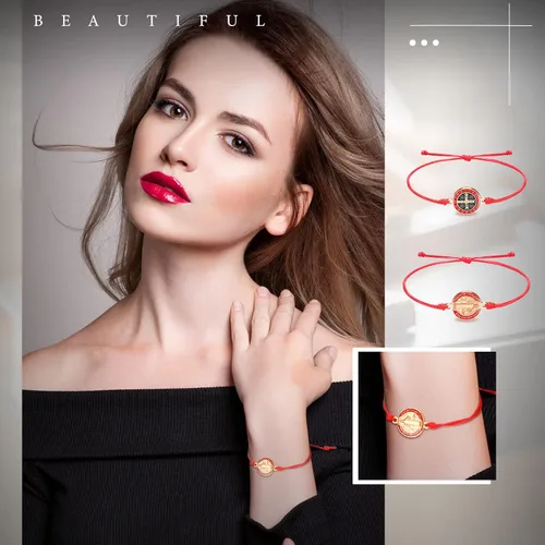 Miniatura 6 de Pulsera de San Benito de 20 piezas hecha a mano con nudo rojo ajustable para mujeres niñas y hombres Enlace