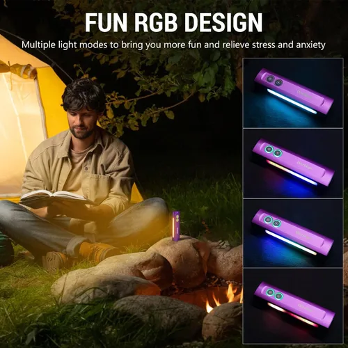 Miniatura 7 de Wurkkos HD01 Linterna UV, linterna EDC recargable, linterna LED con luz UV de 365 nm, linterna plana de 1200 lúmenes con RGB, luz de bolsillo