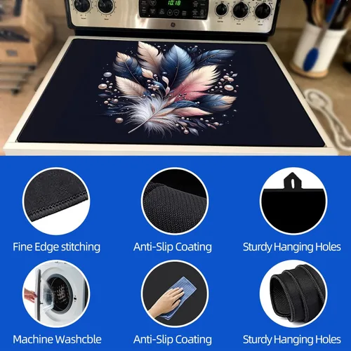 Miniatura 5 de Cubierta para estufa eléctrica de 28 x 20 pulgadas, protector superior de estufa de goma suave y duradero, protector superior de estufa fácil