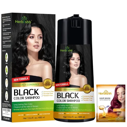 Miniatura 18 de Herbishh - Champú enriquecido con color para cabello gris - Fórmula de tinte para el cabello de larga duración y acondicionador (Marrón dorado)