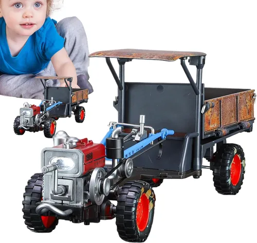 Modelo a escala de tractor – 10.8x4.1x2.8 in Escala de aleación de juguete de tractores para caminar, juguete de tractor con luces y música, juguete