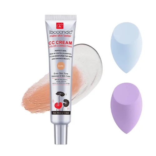 Crema CC correctora de color, base CC a prueba de agua, rica en centella asiática, base invisible para poros y corrector de poros invisibles, crema