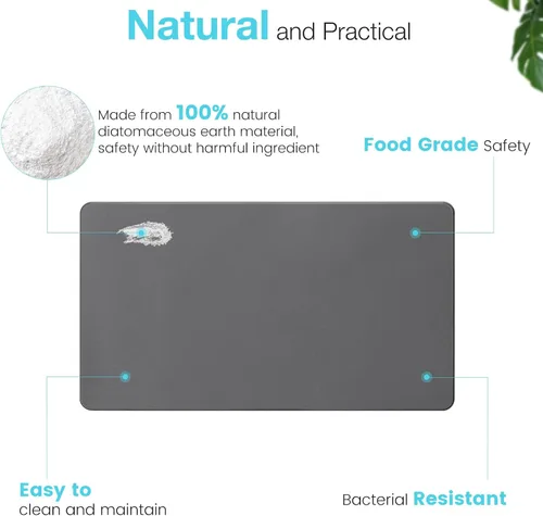 Miniatura 5 de Alfombra de Baño Grande de Piedra de Diatomita, Premium Antideslizante de Tierra de Diatomeas Natural para Bañera de Secado Rápido para Piso de Baño