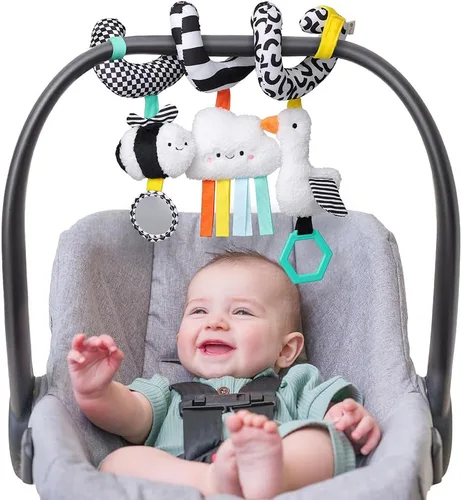 Itzy Ritzy Juguete de actividad en espiral para asiento de automóvil y cochecito – Juguetes para cochecito y asiento de automóvil para edades de 0