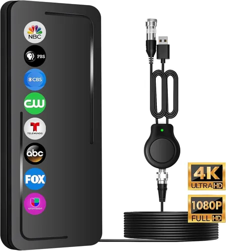 Antena de TV digital 2026 para exteriores de largo alcance para canales locales, HD resistente al agua, cable HDTV de 25 pies para Smart TV con