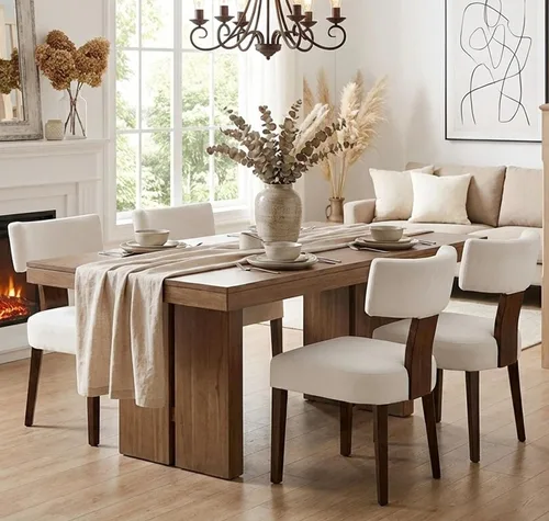 Miniatura 35 de Shunzhi Juego de 2 sillas de comedor modernas de mediados de siglo, sillas tapizadas de madera para comedor, sillas de cocina estilo granja, sillas