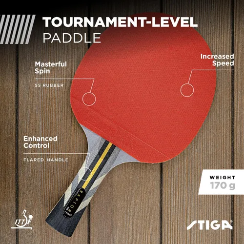 Miniatura 2 de STIGA Pro Carbon + Raptor Performance-Level Table Tennis Rackets with Carbon Technology for Tournament Play - 7-ply Blade with Flared Handles - 2mm