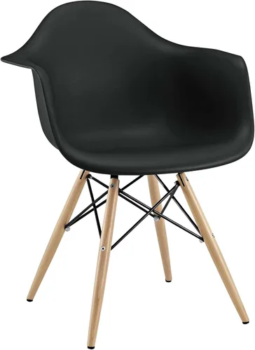 Miniatura 9 de Modway Sillas laterales piramidales con patas de madera natural en negro - Juego de 4