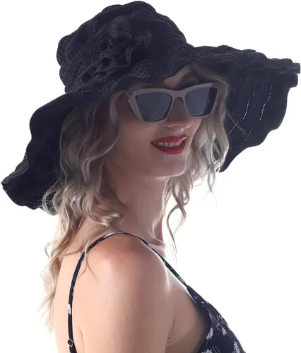 Miniatura 7 de Sombreros de sol de playa vintage para mujer, sombrero de verano plegable de ala ancha