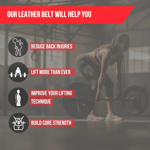 Miniatura 2 de Lift Tech Fitness Cinturón de levantamiento de pesas de 4 pulgadas, cinturón de entrenamiento de cuero para hombres y mujeres, cinturón de gimnasio