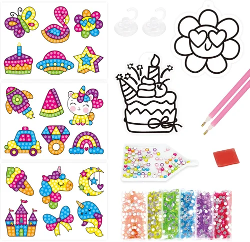 Miniatura 3 de BEARUN Gem Art, kit de pintura de diamantes para niños, gran joya 5D, artes y manualidades para niñas de 6 a 12 años, crea tus propias calcomanías