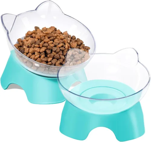 Miniatura 12 de MILIFUN Cuencos elevados de comida para gatos con soporte, platos para gatos para comida o agua, cuenco inclinado, plato para mascotas con soporte