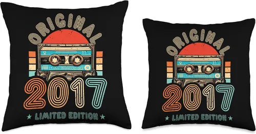 Miniatura 3 de Retro Limited Edition 2017 Cassette Tape 9th Birthday Throw Pillow