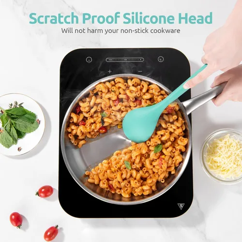 Miniatura 5 de Utensilios de cocina resistentes al calor de 600ºF: U-Taste Juego de herramientas de cocina de silicona extra largas de 13.6 pulgadas, espátula (3)