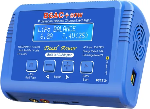 Cargador LiPo Cargador de batería de equilibrio rápido Descargador de batería 80W 6A Smart Digital Battery Pack Cargadores para 1S-6S LiPo Life