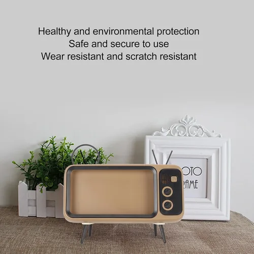 Miniatura 3 de ZJchao Soporte de teléfono retro para TV, estilo TV, soporte de teléfono retro para arañazos, decorativo, soporte para teléfono móvil de escritorio