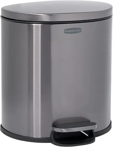 Miniatura 11 de Rubbermaid Basurero redondo de acero inoxidable, 1.6 galones, carbón, papelera con tapa para el hogar, baño, cocina, oficina