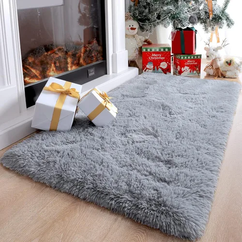 Miniatura 19 de HOMORE Alfombra de pasillo de 2 x 4 pulgadas, alfombra negra para dormitorio, alfombras esponjosas para pasillo, mesita de noche, alfombras largas