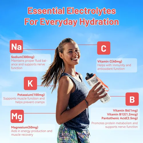 Miniatura 3 de Electrolitos en polvo sin azúcar, mejorado con vitaminas B y minerales - Suplemento de bebida de hidratación apto para dieta cetogénica, 60 porciones