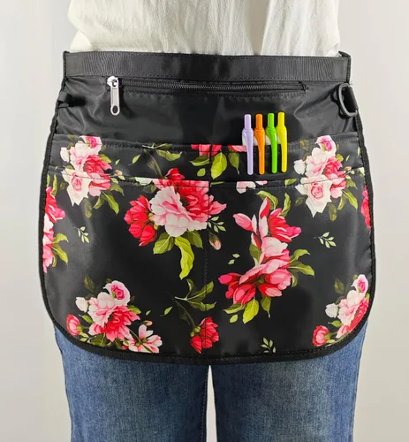 Miniatura 5 de Delantal de servidor impermeable para mujeres con 5 bolsillos, se pone y se quita rápidamente, delantales de camarera, delantal de trabajo