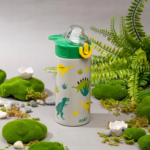 Miniatura 12 de Zak Designs Sage Kids - Botella de agua para la escuela, viajes o en casa, botella de agua de acero inoxidable de 14 onzas con pajilla, asa y tapa