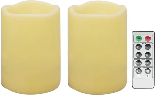 2 velas LED sin flama, de pilas, impermeables, para exteriores, con control remoto y temporizador, luz nocturna parpadeante de resina plástica, para