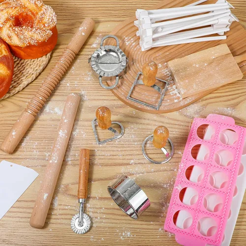 Miniatura 4 de Juego de 12 herramientas para hacer pasta, juego de moldes para ravioles, máquina de ravioles con rueda de rodillo, juego de cortador de ravioles