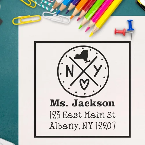 Miniatura 27 de Sello entintado moderno con nombre y dirección del estado de Alabama – Sello de dirección de devolución personalizado para invitaciones de despedida