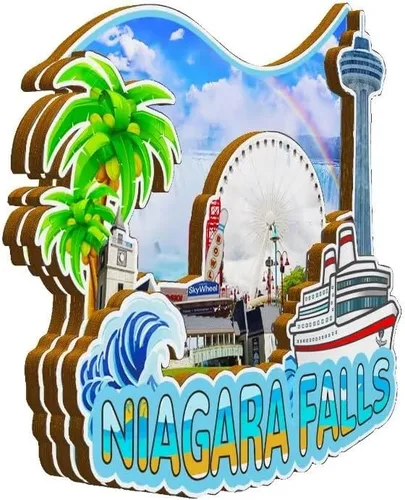 Miniatura 2 de Imán de nevera con imán de las cataratas del Niágara de Canadá, monumentos de madera 3D, recuerdos coleccionables, decoración hecha a mano -2260