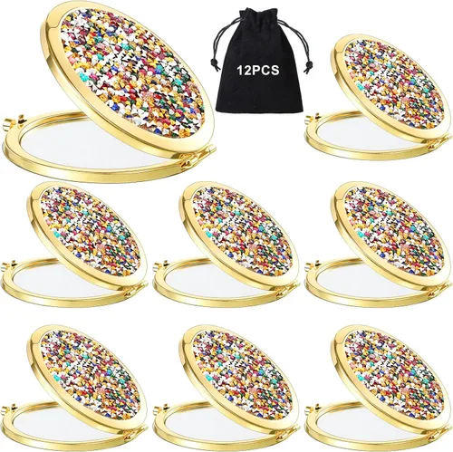 Miniatura 16 de Cindeer 48 piezas de espejo pequeño compacto plegable de bolsillo para maquillaje redondo de mano cosmético con aumento, espejo compacto