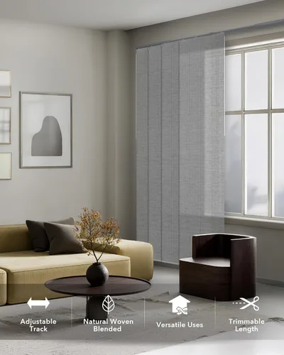 Miniatura 2 de GoDear Design panel ajustable de cortina deslizante para divisores de habitación colgantes 45.8"- 86" de ancho x 96" de alto, persianas verticales